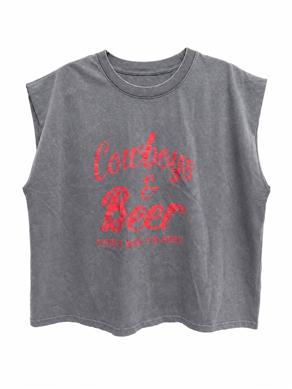 Grey Graphic Tank Top with Red Text